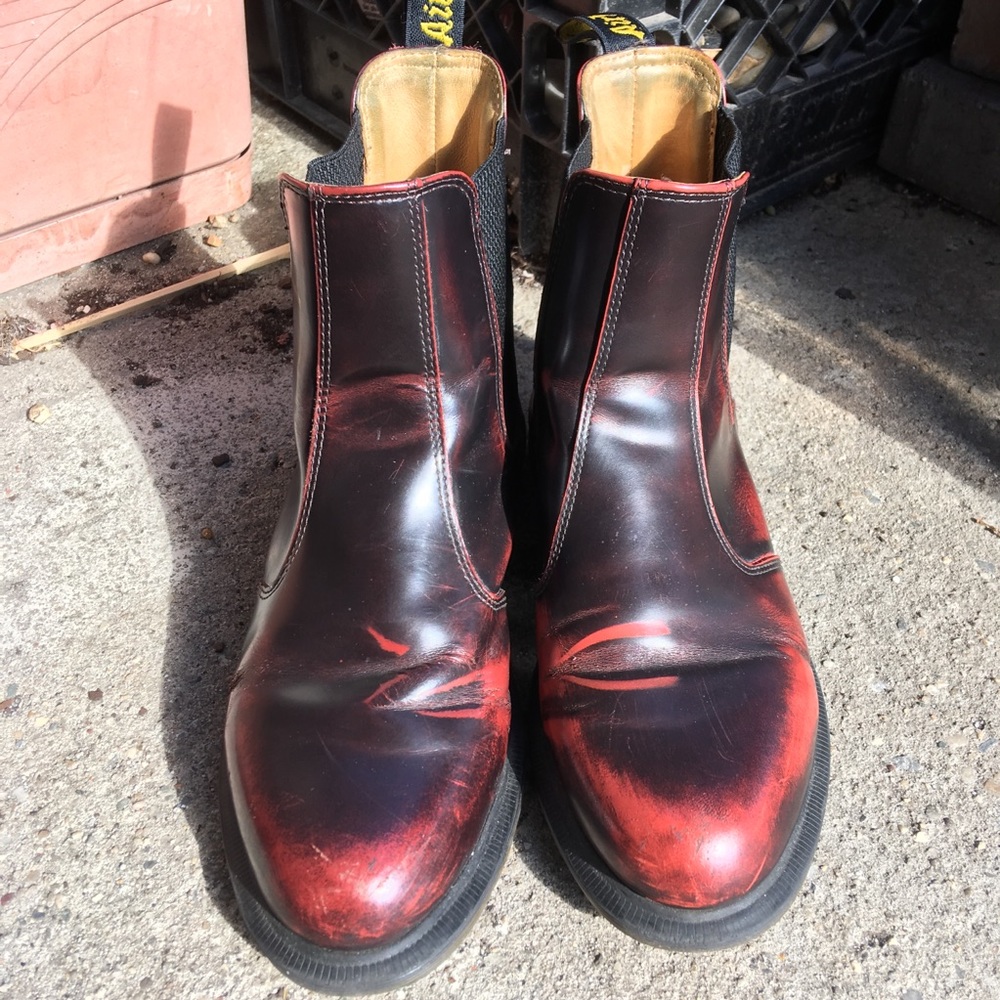 Doc Martens oxblood burgundy flora chelsea boots
